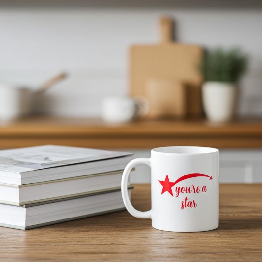 赤パーソナライズされた星マ感動的グ コーヒーマグカップ