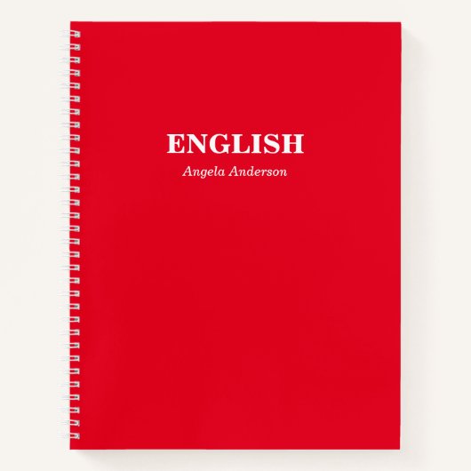 赤パーソナライズされた校教科スパイラル ノートブック (正面)