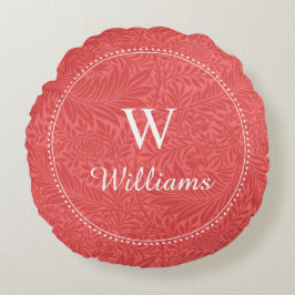 赤パーソナライズされた植物模様 ラウンドクッション