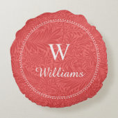 赤パーソナライズされた植物模様 ラウンドクッション (裏面)