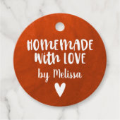 赤パーソナライズされた水彩愛の自家製 フェイバータグ (正面)