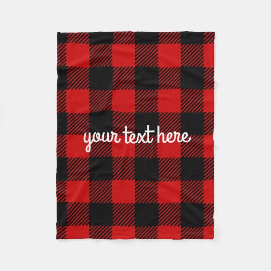赤パーソナライズされた水牛の格子毛布 フリースブランケット (正面)