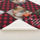 赤パーソナライズされた水牛プレイド5写真コラージュ シェルパブランケット (3/4)