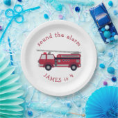 赤パーソナライズされた消防車パーティー ペーパープレート (パーティー)