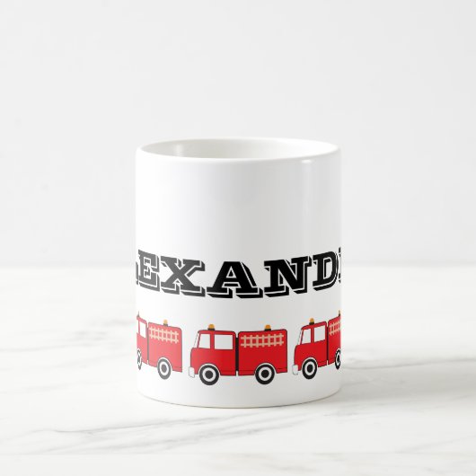 赤パーソナライズされた消防車 コーヒーマグカップ (中央)