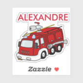 赤パーソナライズされた消防車 シール (シート)
