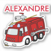 赤パーソナライズされた消防車 シール (正面)