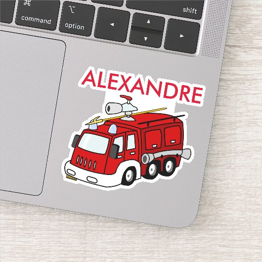 赤パーソナライズされた消防車 シール (詳細)