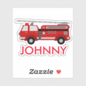 赤パーソナライズされた消防車 シール (シート)