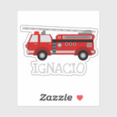 赤パーソナライズされた消防車 シール (シート)