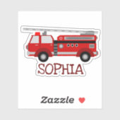 赤パーソナライズされた消防車 シール (シート)