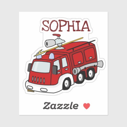 赤パーソナライズされた消防車 シール (シート)