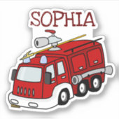 赤パーソナライズされた消防車 シール (正面)