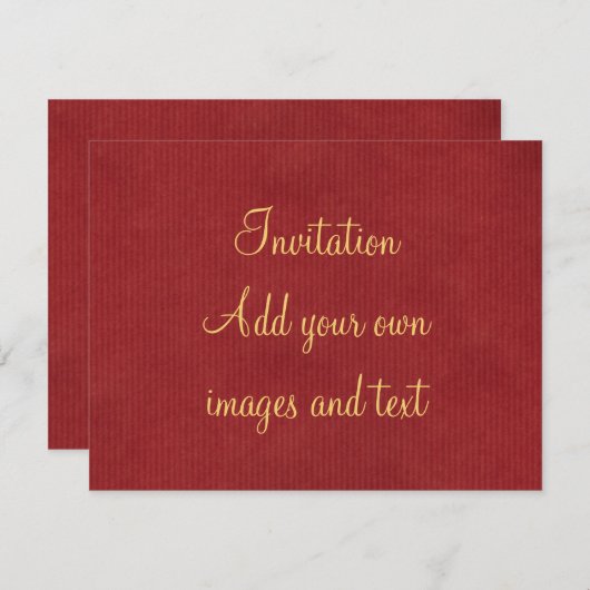 赤パーソナライズされた渦巻形ののAva金ゴールドのスクリプト 招待状 (正面/裏面)