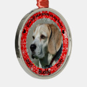 赤パーソナライズされた犬メモリアル メタルオーナメント (右)
