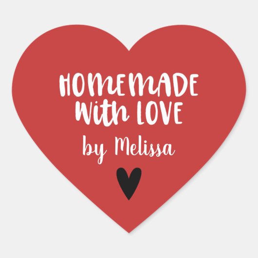 赤パーソナライズされた白の愛の手作り ハートシール (正面)