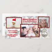 赤パーソナライズされた白クリスマス | フォト シーズンカード (正面/裏面)