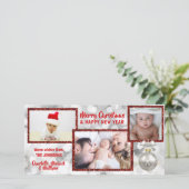 赤パーソナライズされた白クリスマス | フォト シーズンカード (スタンド正面)