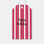 赤パーソナライズされた白グレーストライプ ギフトタグ (正面)