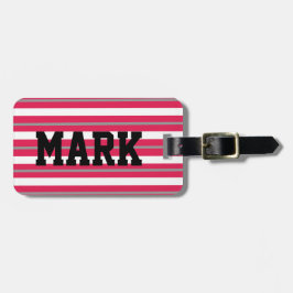 赤パーソナライズされた白グレーストライプ ラゲッジタグ