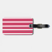 赤パーソナライズされた白グレーストライプ ラゲッジタグ (裏面横)