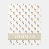 赤パーソナライズされた白コルギ フリースブランケット (正面)