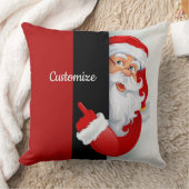 赤パーソナライズされた白サンタ クッション (ブランケット)