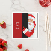 赤パーソナライズされた白サンタ スタンダードカクテルナプキン (インサイチュ)