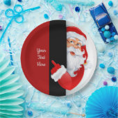 赤パーソナライズされた白サンタ ペーパープレート (パーティー)