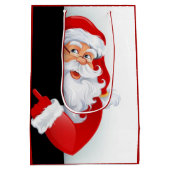 赤パーソナライズされた白サンタ ミディアムペーパーバッグ (裏面)