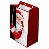 赤パーソナライズされた白サンタ ミディアムペーパーバッグ (裏面アングル)