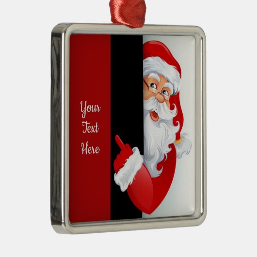 赤パーソナライズされた白サンタ メタルオーナメント (右)