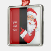 赤パーソナライズされた白サンタ メタルオーナメント (左)