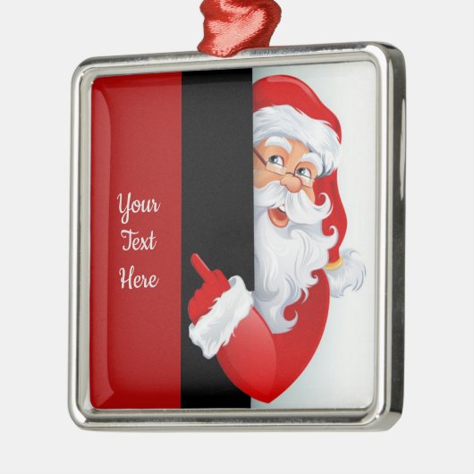 赤パーソナライズされた白サンタ メタルオーナメント (左)