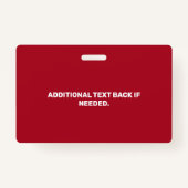 赤パーソナライズされた白サービスドッグ写真IDバッジ バッジ (裏面)