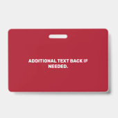 赤パーソナライズされた白サービスドッグ写真IDバッジ バッジ (裏面)