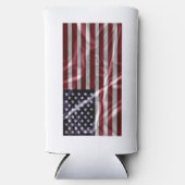 赤パーソナライズされた白ストライプ星空の米国国旗 スリム缶クーラー (正面)