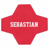 赤パーソナライズされた白名前をカスタムするスポーツチーム サッカーボール (フラット)