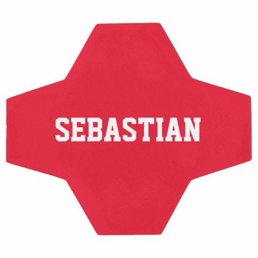 赤パーソナライズされた白名前をカスタムするスポーツチーム サッカーボール (フラット)