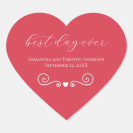 赤パーソナライズされた白最高のの日結婚前 ハートシール