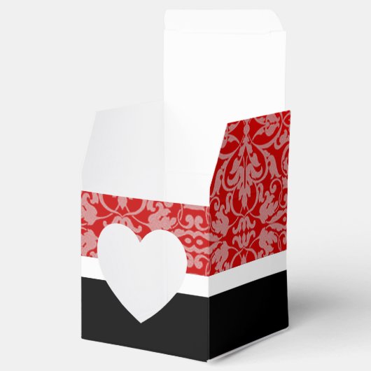 赤パーソナライズされた白黒ダマスクハートボックス フェイバーボックス (オープン)