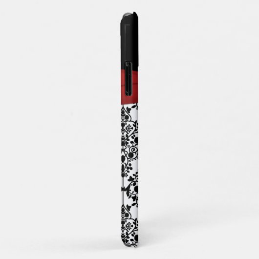 赤パーソナライズされた白黒ダマスクiPhone 11ケース Case-Mate iPhoneケース (裏面/右)