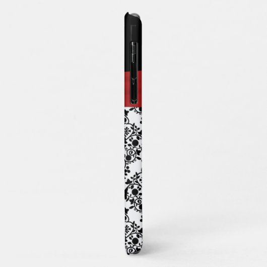 赤パーソナライズされた白黒ダマスクiPhone 11ケース Case-Mate iPhoneケース (裏面/左)