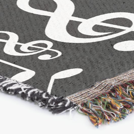 赤パーソナライズされた白・黒の楽譜 スローブランケット (コーナー)