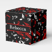 赤パーソナライズされた白・黒の楽譜 フェイバーボックス (正面サイド)