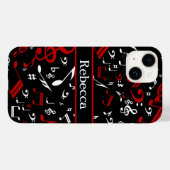 赤パーソナライズされた白・黒の楽譜 Case-Mate iPhoneケース (裏面 (横))