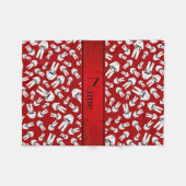 赤パーソナライズされた空手の名前を挙げる フリースブランケット (正面(横))