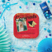 赤パーソナライズされた等写真学校卒業 ペーパープレート (パーティー)