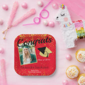 赤パーソナライズされた等写真学校卒業 ペーパープレート (パーティー)