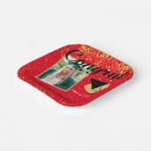 赤パーソナライズされた等写真学校卒業 ペーパープレート (傾斜あり)